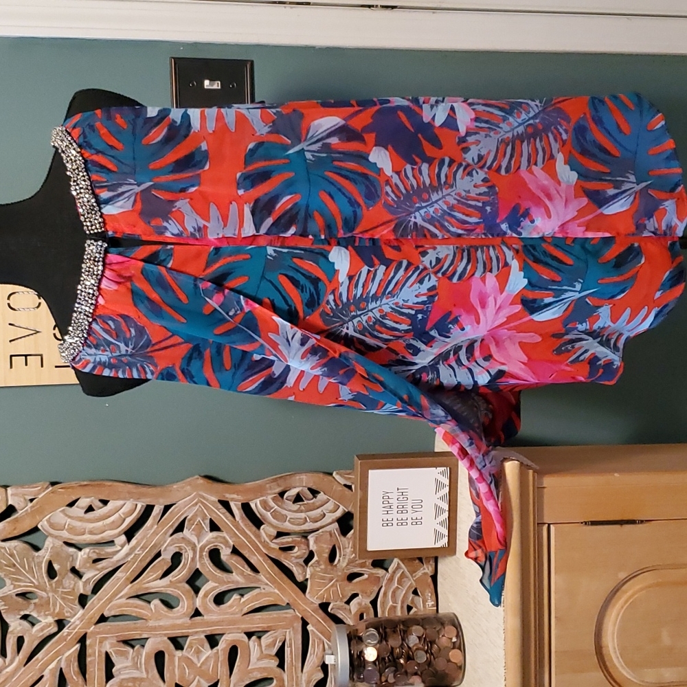 Jennifer Lopez Tropical Print Sleeveless Tank -1x - Picture 4 of 12
